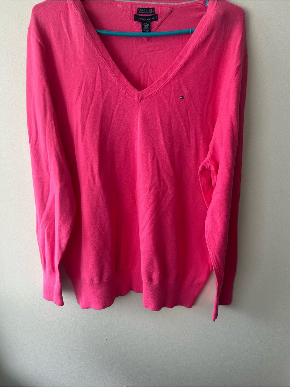 Tommy Hilfiger Hot Pink V-Neck Sweater